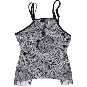 Black & White Boho Paisley Tankini Swim Top
